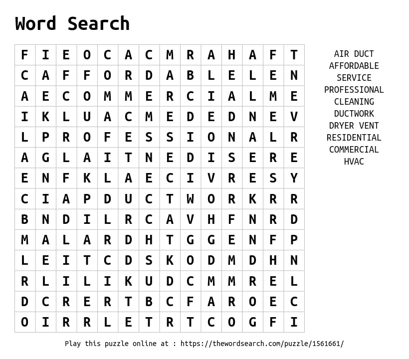 air vent cleaning peoria az word search